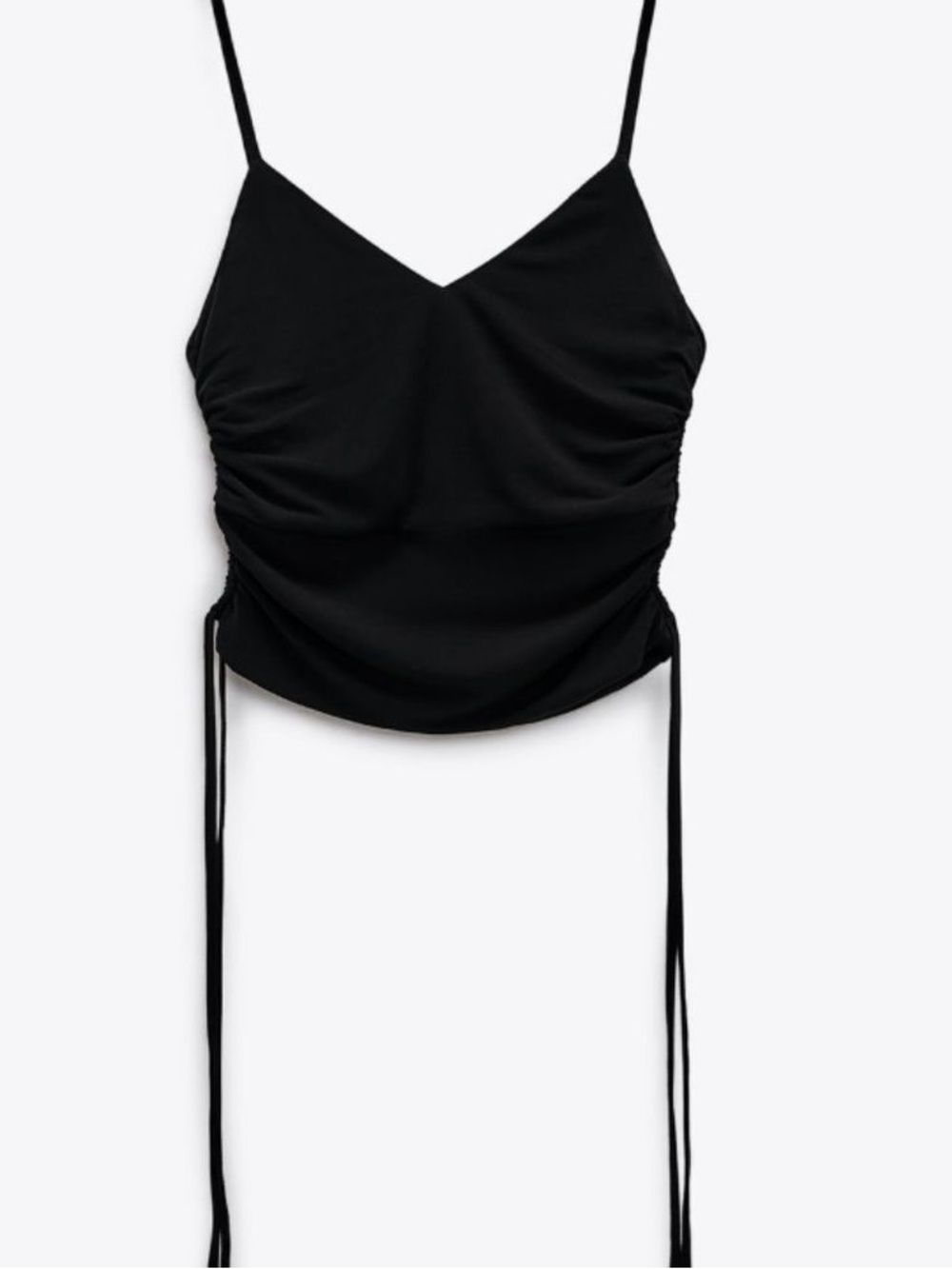 Zara Black Ruched Side-Tie Crop Top Size S